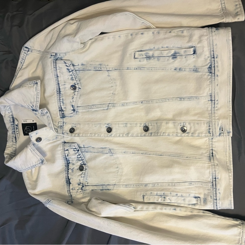 Bleached Wash Blue/White Denim Jacket. Original Use branded gotten from Tj Max.